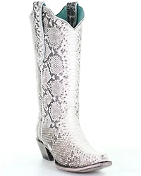 Corral Women's Natural Exotic Python Boots - Snip Toe