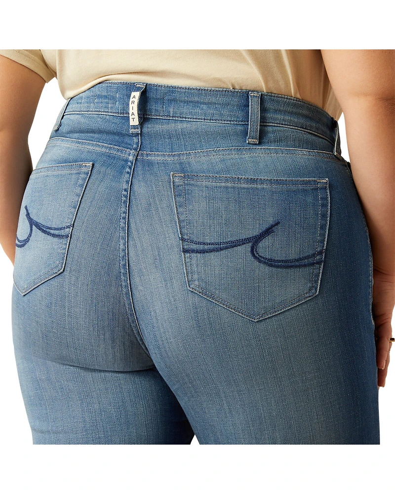 Ariat Women's Elaina Medium Wash High Rise Slim Trouser Stretch Denim Jeans - Plus