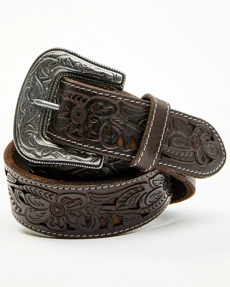Cody James Men's Cyrus Floral Tooled Leather Belt