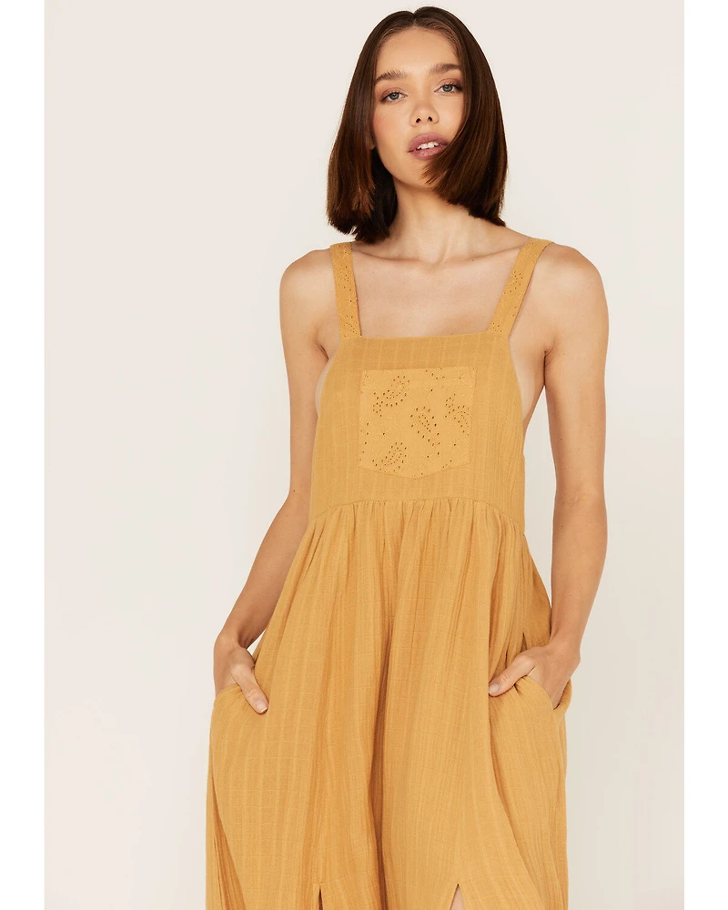 Cleo + Wolf Women's Textured Paisley Eyelet Lace Overall Maxi Dress