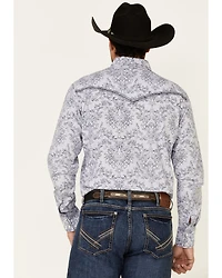 Rock 47 By Wrangler Men's Navy Paisley Print Long Sleeve Western Shirt
