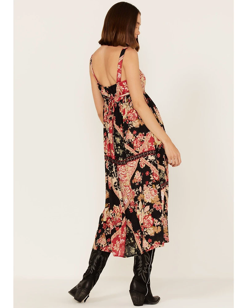 Band Of The Free Women's Anthem Sun Patchwork Floral Print Sleeveless Midi Dress