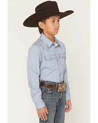 Cody James Boys' Coastal Cowboy Geo Print Long Sleeve Snap Western Shirt