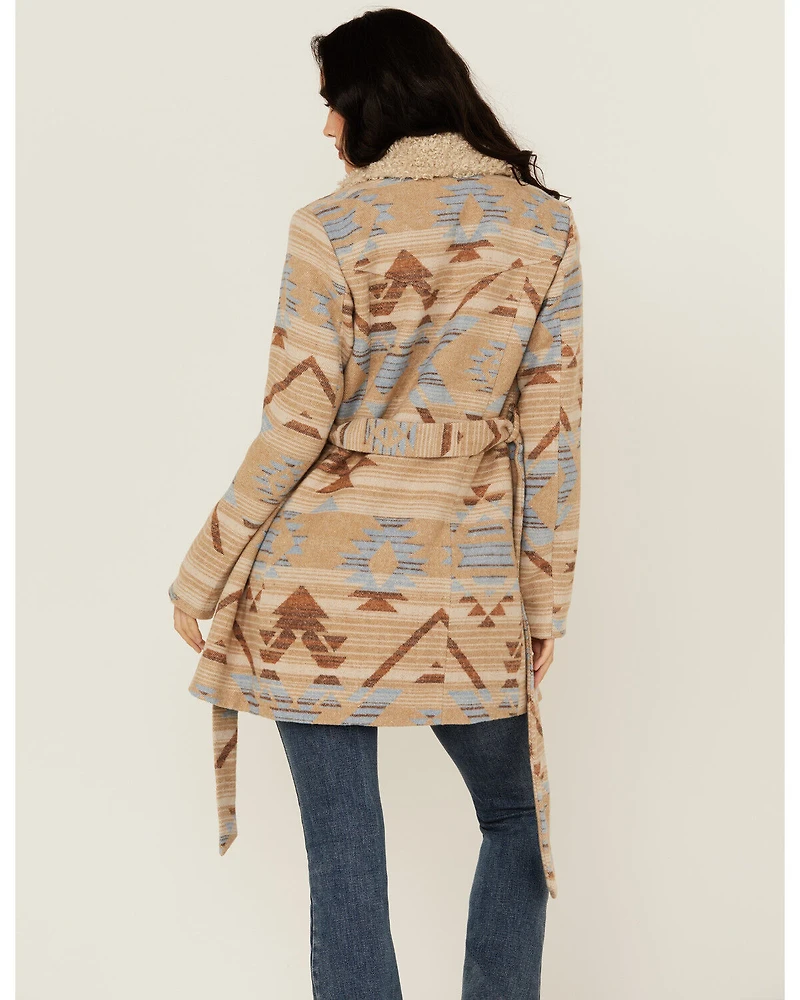 Idyllwind Women's Lynn Southwestern Print Fur Collar Shacket