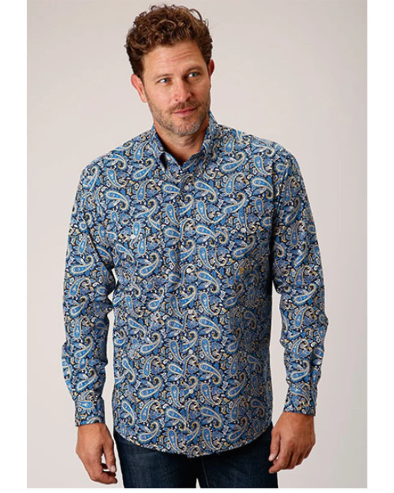 Roper Men's Amarillo Paisley Print Long Sleeve Button Down Western Shirt