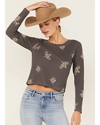 Cleo + Wolf Women's Calvin Floral Embroidered Long Sleeve Thermal Shirt