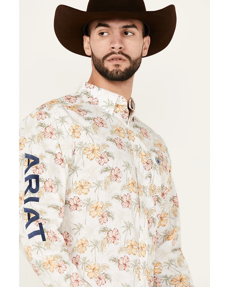 Ariat Men's Team Charlie Floral Print Logo Long Sleeve Button-Down Western Shirt - Tall