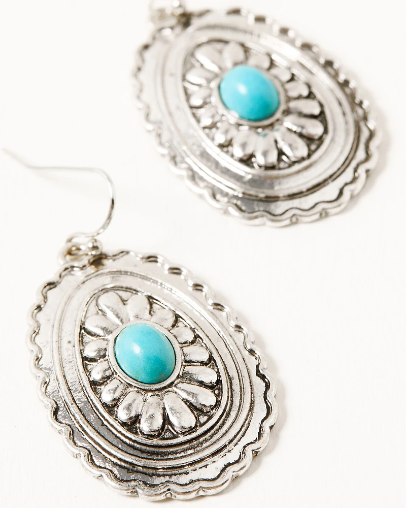 Shyanne Women's Turquoise Beaded Oval Concho Jewelry Set - 2 Piece
