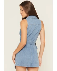 Show Me Your Mumu Women's Fairfield Sleeveless Tie Waist Denim Vest Mini Dress