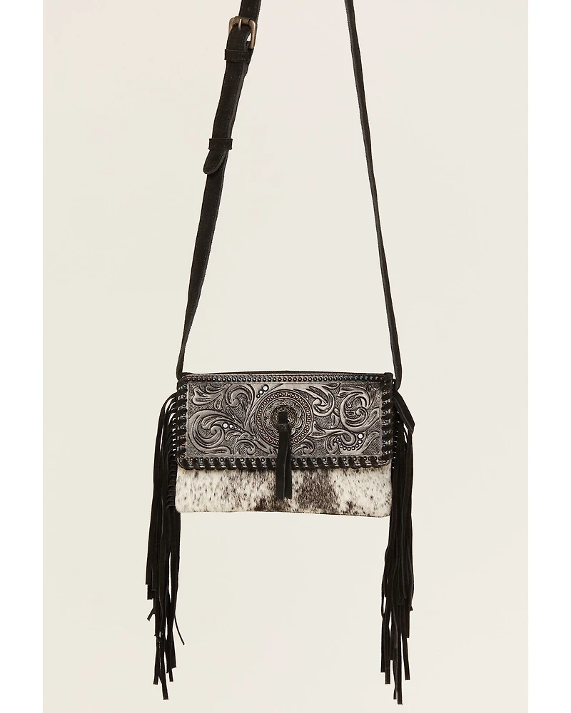 Shyanne Women's Cassidy Hair-On Tooled Leather Crossbody