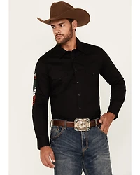 Rock & Roll Denim Men's Mexico Flag Embroidered Logo Long Sleeve Snap Stretch Western Shirt