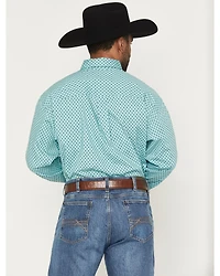 George Strait by Wrangler Men's Geo Print Long Sleeve Button-Down Stretch Western Shirt