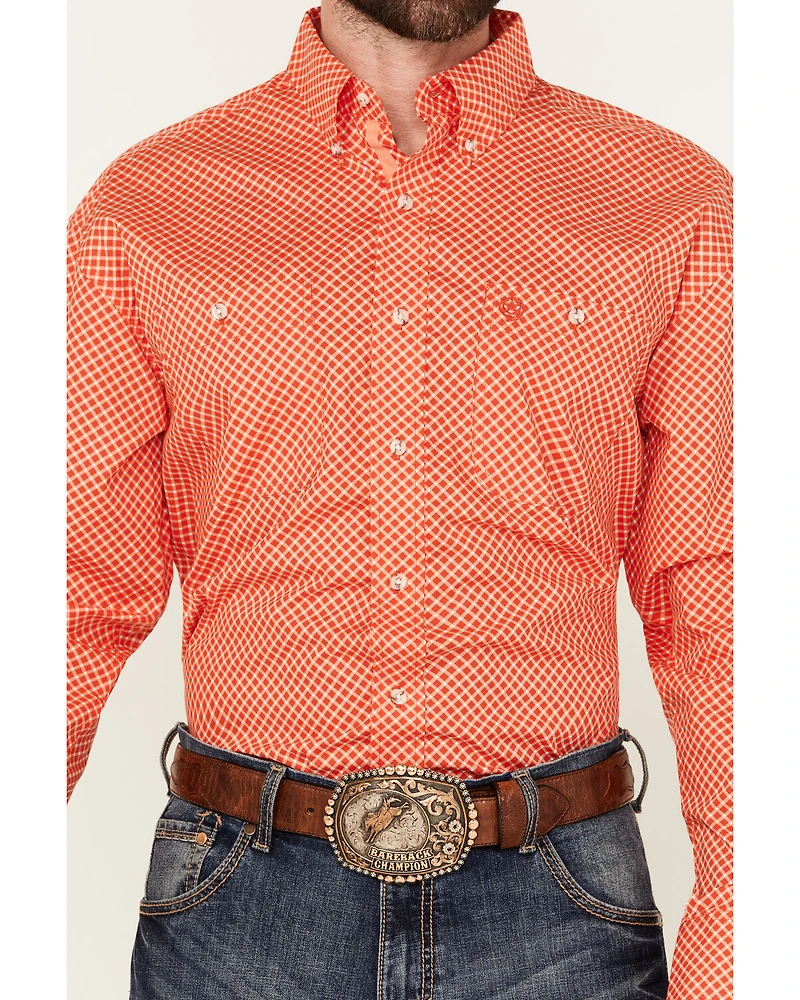 George Strait by Wrangler Men's Geo Print Long Sleeve Button-Down Stretch Western Shirt