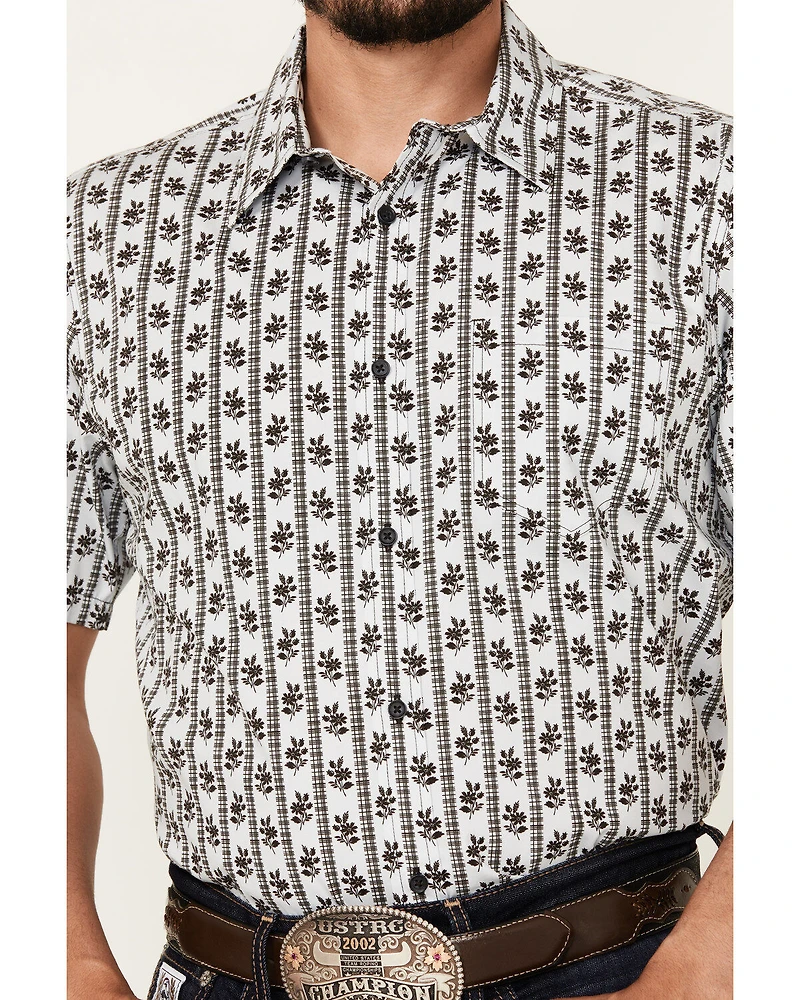 Gibson Trading Co Talking Stick Vertical Striped Print Short Sleeve Button-Down Western Shirt