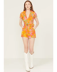 Show Me Your Mumu Women's Outlaw Floral Print Short Sleeve Romper