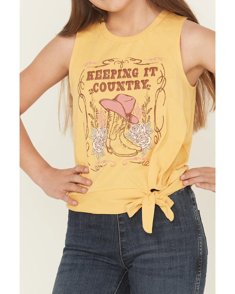 Buttercup Girls Keeping It Country Sleeveless Graphic Tank Top