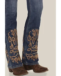 Idyllwind Women's Hawkins Dark Wash Rebel Mid Rise Boot Stitch Super Stretch Denim Jeans