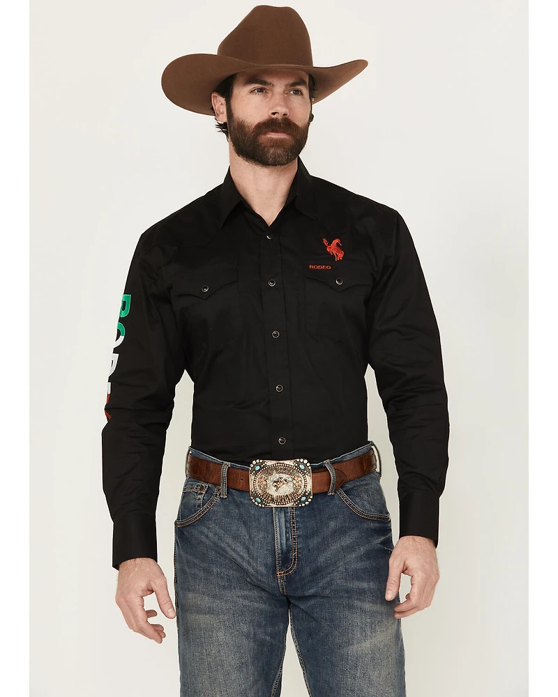 Rodeo Clothing Men's Boot Barn Exclusive Mexico Embroidered Long Sleeve Snap Western Shirt