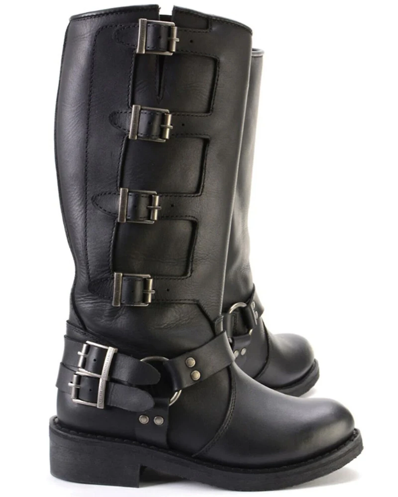 Milwaukee Leather Women's Buckle Detail Tall Motorcycle Boots - Round Toe