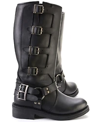 Milwaukee Leather Women's Buckle Detail Tall Motorcycle Boots - Round Toe