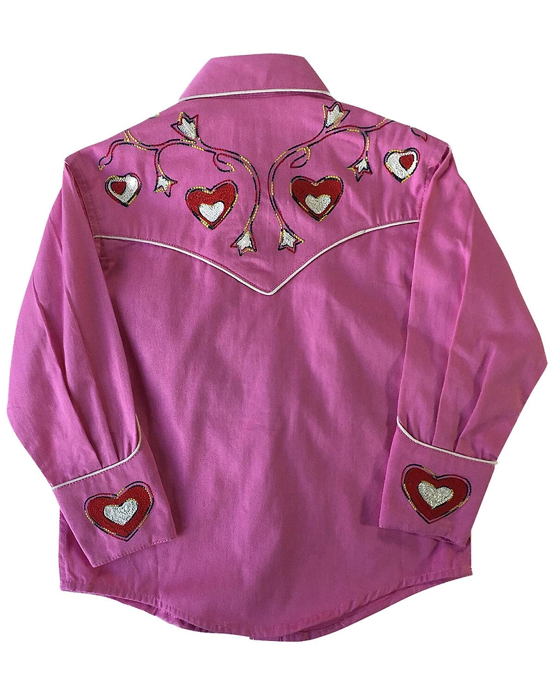 Rockmount Ranchwear Girls' Embroidered Hearts & Floral Western Shirt