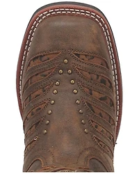 Laredo Women's Stella Leopard Print Inlay Studded Western Performance Boots - Square Toe