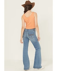 Rock & Roll Denim Women's Medium Wash High Rise Trouser Double Waistband Stretch Jeans