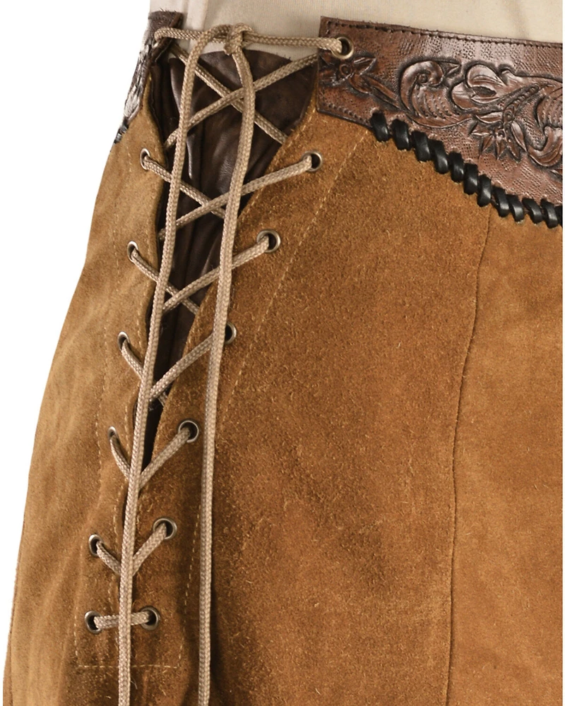 Kobler Leather Women's Choctaw Tooled Lace-Up Suede Skirt