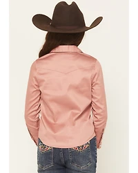 Shyanne Girls' Solid Long Sleeve Rhinestone Snap Stretch Western Shirt