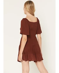 Angie Women's Swiss Dot Short Sleeve Mini Dress