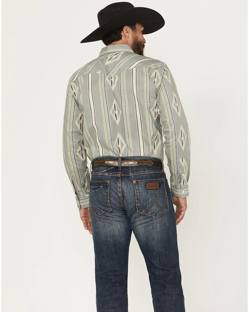 Panhandle Slim Men's Southwestern Striped Print Long Sleeve Snap Western Shirt