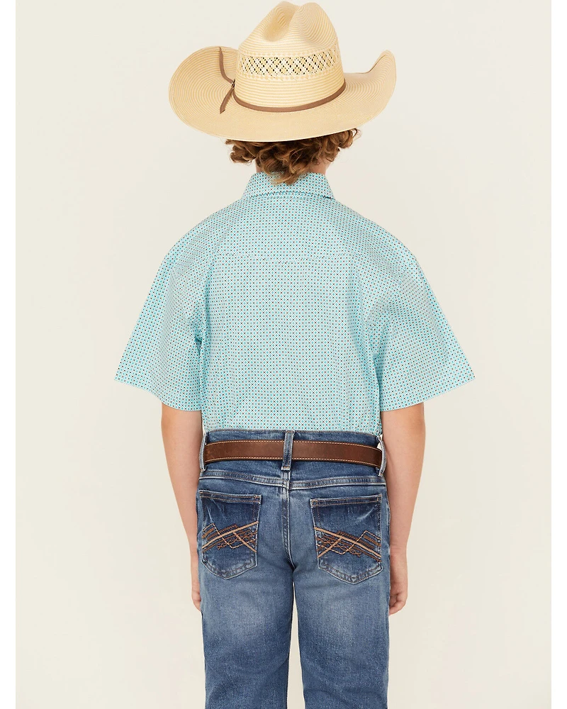 Panhandle Boys' Geo Print Short Sleeve Snap Western Shirt