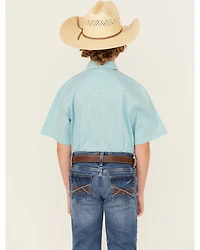 Panhandle Boys' Geo Print Short Sleeve Snap Western Shirt