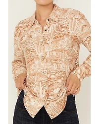 Idyllwind Women's Rockwall Conversation Print Feather Light Long Sleeve Pearl Snap Western Shirt