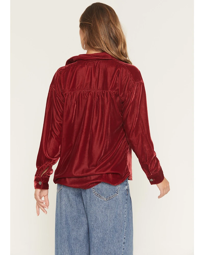 Rock & Roll Denim Women's Boot Barn Exclusive Oversized Velvet Long Sleeve Concho Button-Down Shirt