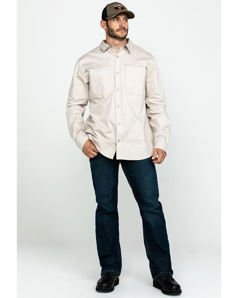 Hawx Men's Khaki Stretch Twill Long Sleeve Work Shirt