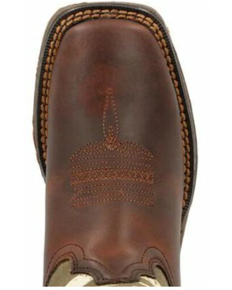 Durango Boys' Lil' Rebel USA Flag Western Boots - Broad Square Toe