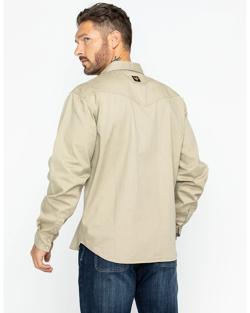 Hawx Men's Khaki Twill Snap Long Sleeve Western Work Shirt - Big