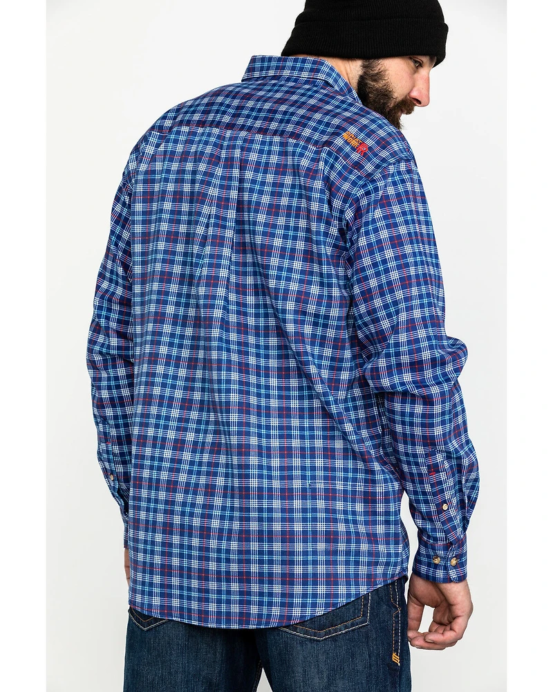 Ariat Men's Collins FR Plaid Print Long Sleeve Button Down Work Shirt - Tall
