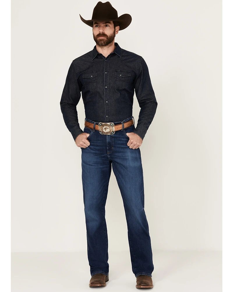 Wrangler Retro Men's Troxler Dark Wash Relaxed Bootcut Stretch Denim Jeans