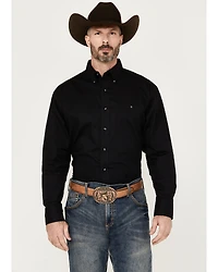 George Strait by Wrangler Men's Solid Long Sleeve Button-Down Stretch Western Shirt