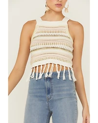 Shyanne Women's Sleeveless Pointelle Melange Knit Sweater