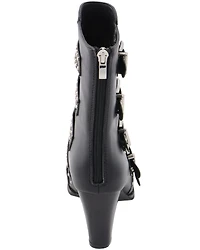 Milwaukee Leather Women's Studded Buckle Up Boots - Round Toe