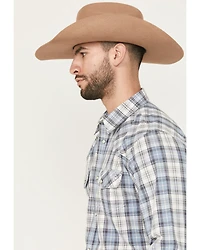 Blue Ranchwear Men's Meadow Plaid Print Long Sleeve Snap Western Shirt