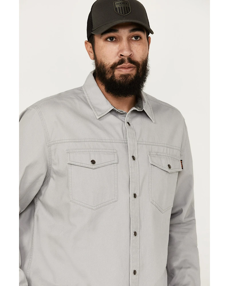 Hawx Men's All Out Woven Solid Long Sleeve Snap Work Shirt - Big