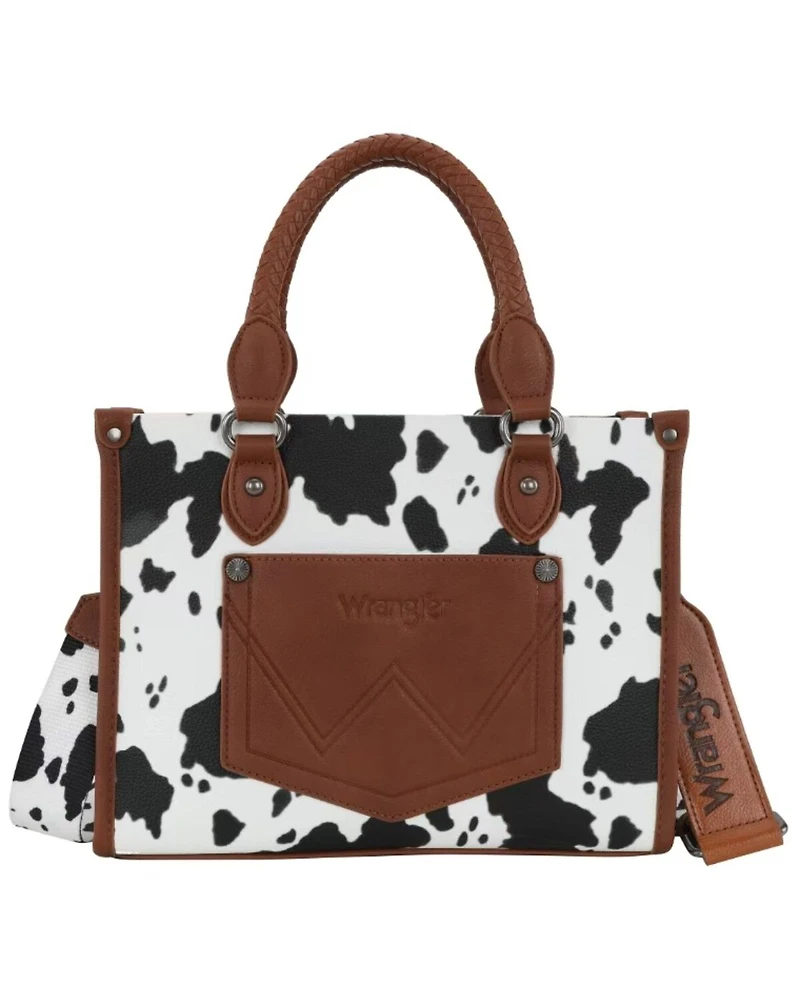 Wrangler Women's Boot Barn Exclusive Daisy Cow Print Tote with Tassel