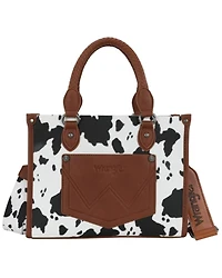 Wrangler Women's Boot Barn Exclusive Daisy Cow Print Tote with Tassel