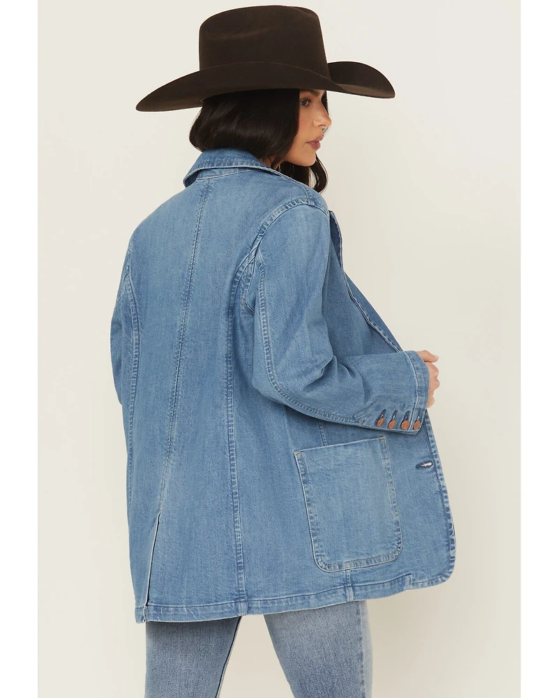 Wrangler Women's Modern Button-Down Denim Blazer
