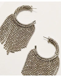 Wonderwest Women's Rhinestone Fringe Hoop Earrings