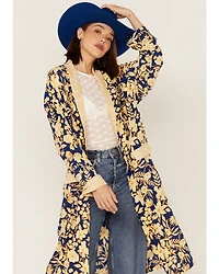 Free People Women's Wild Nights Floral Print Long Sleeve Kimono Duster